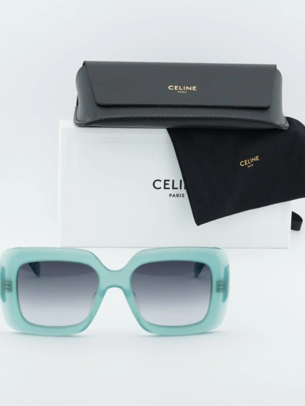 Celine PARIS CL40263I 93B Square Sunglasses - Teal / Grey